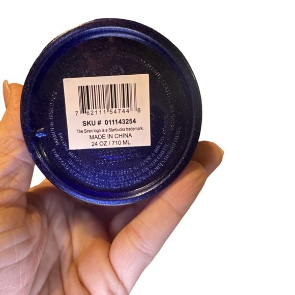Starbucks Cobalt Glitter Flat Topped 24oz Cold Tumbler with Straw NWT - Picture 5 of 5
